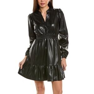 Hale Bob Emily Smocked Vegan Leather Dress
